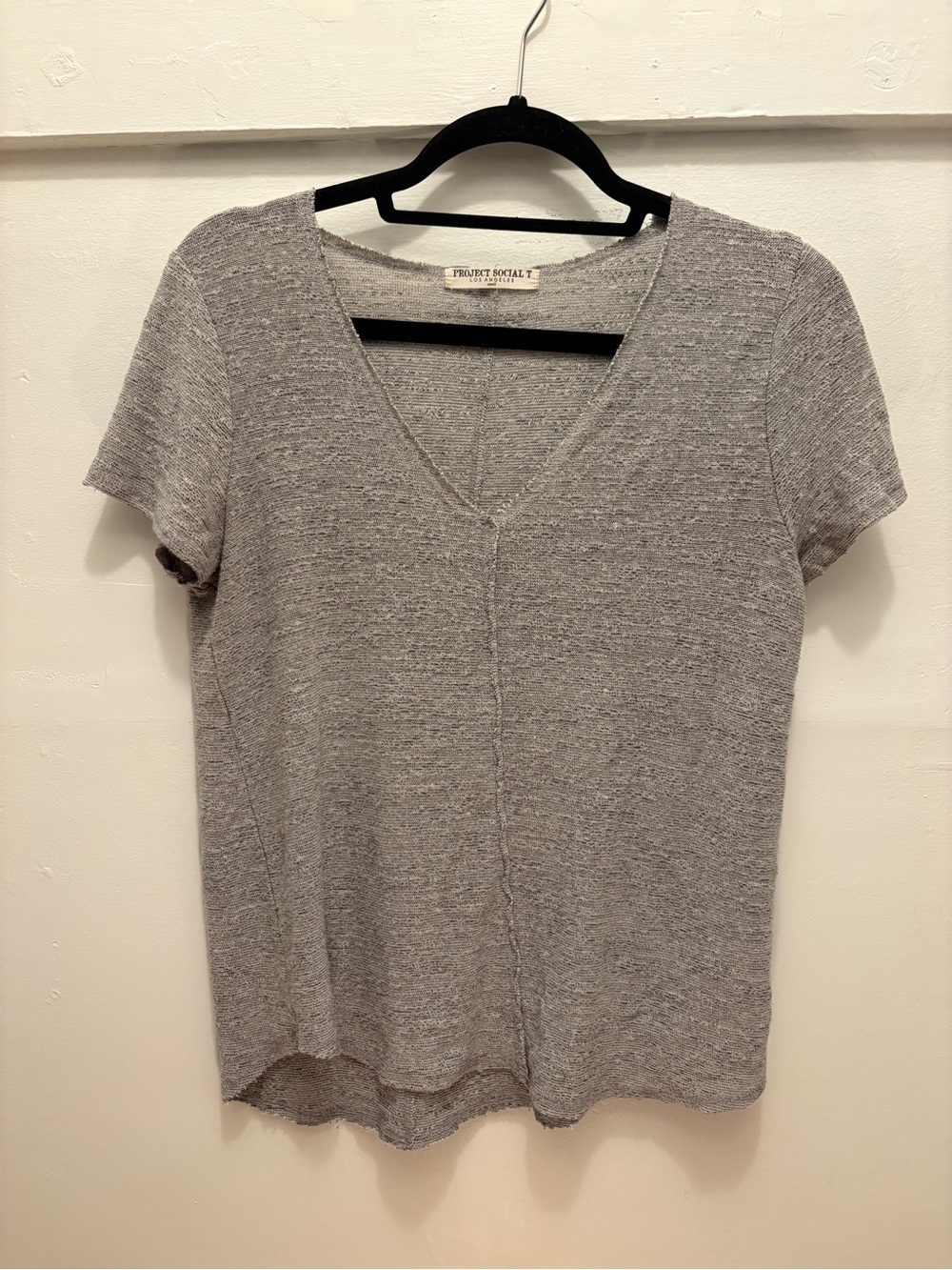 Project Social T Light Heather Gray V-Neck Short Sleeve Tee